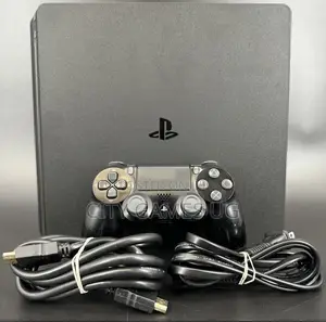 Sony Playstation 4 Slim Console Ps4 Black W/ Controllers and Cables