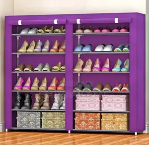 Double Row, 6-Layer Portable Shoe Rack Cabinet