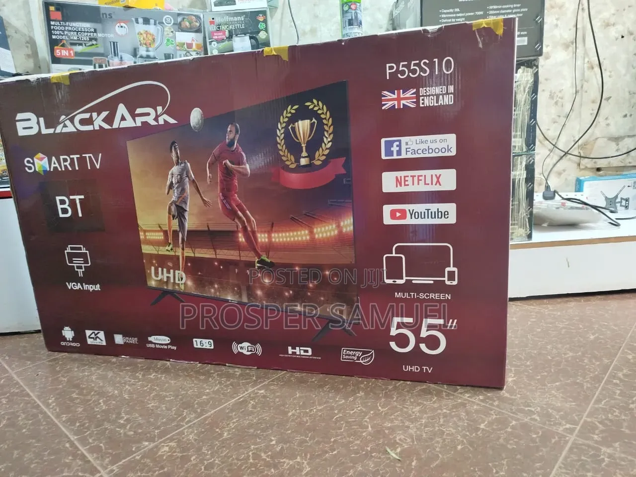 55 Inches Black Ark Brand New Uhd4k Flat Screen Flameless Tv