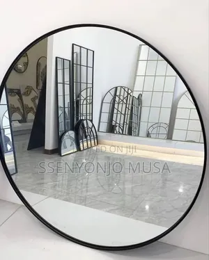 Modern Hd Wall Mounted Round Mirror 100×100cm – Black Frame