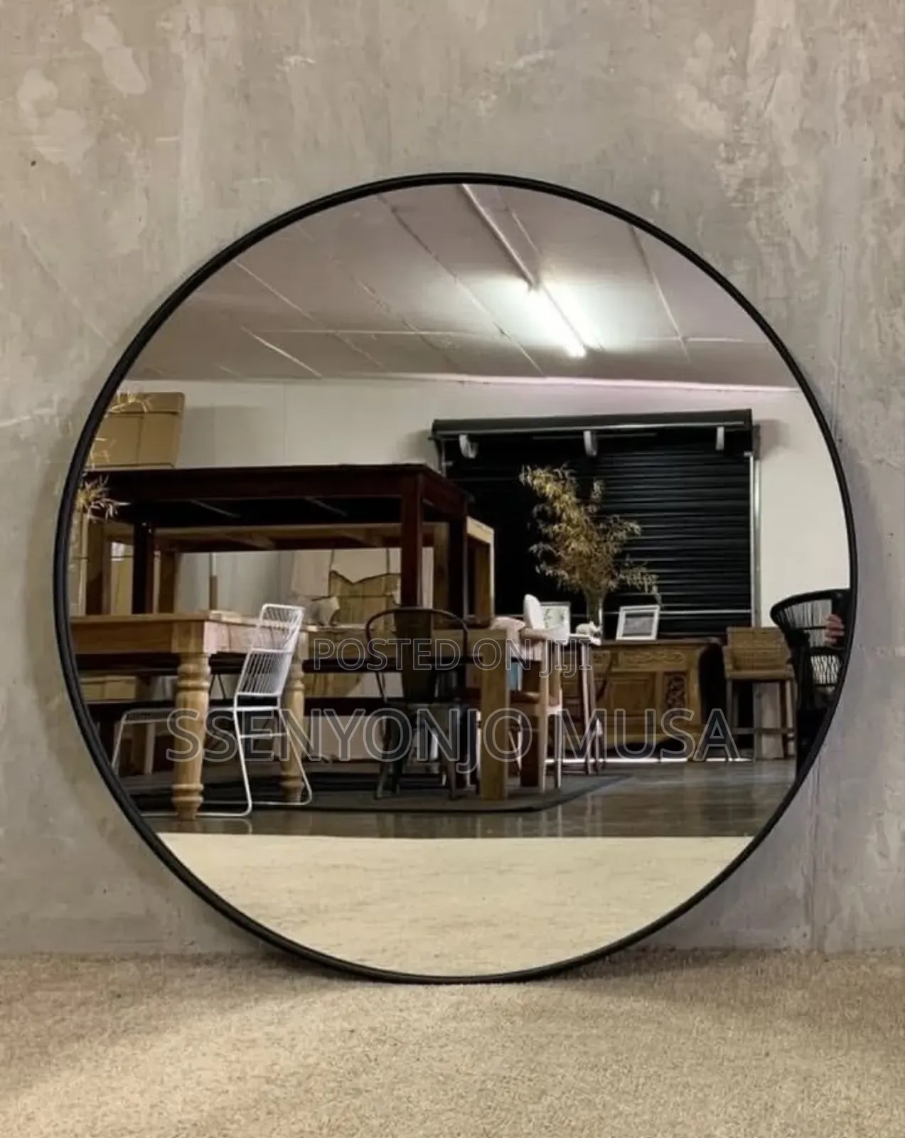 Modern Hd Wall Mounted Round Mirror 100×100cm – Black Frame