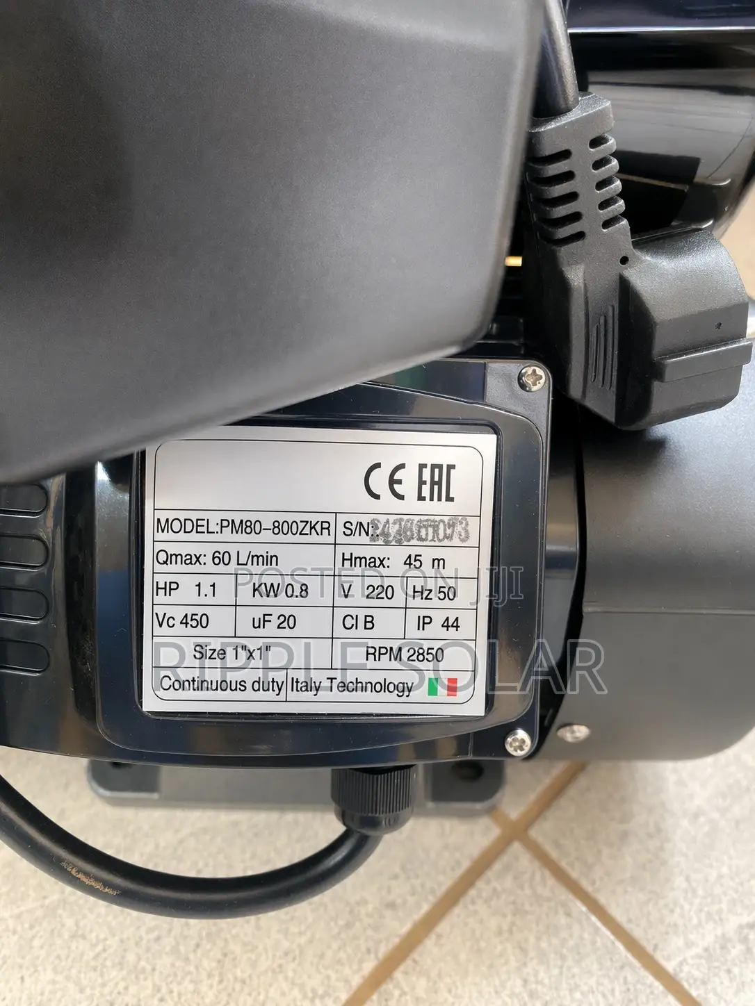 800w Ac Surface Water Pump 45m Head 3600l/H High Pressure Pump 220v