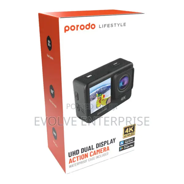 Porodo Lifestyle Waterproof Action Camera 900mah - Black