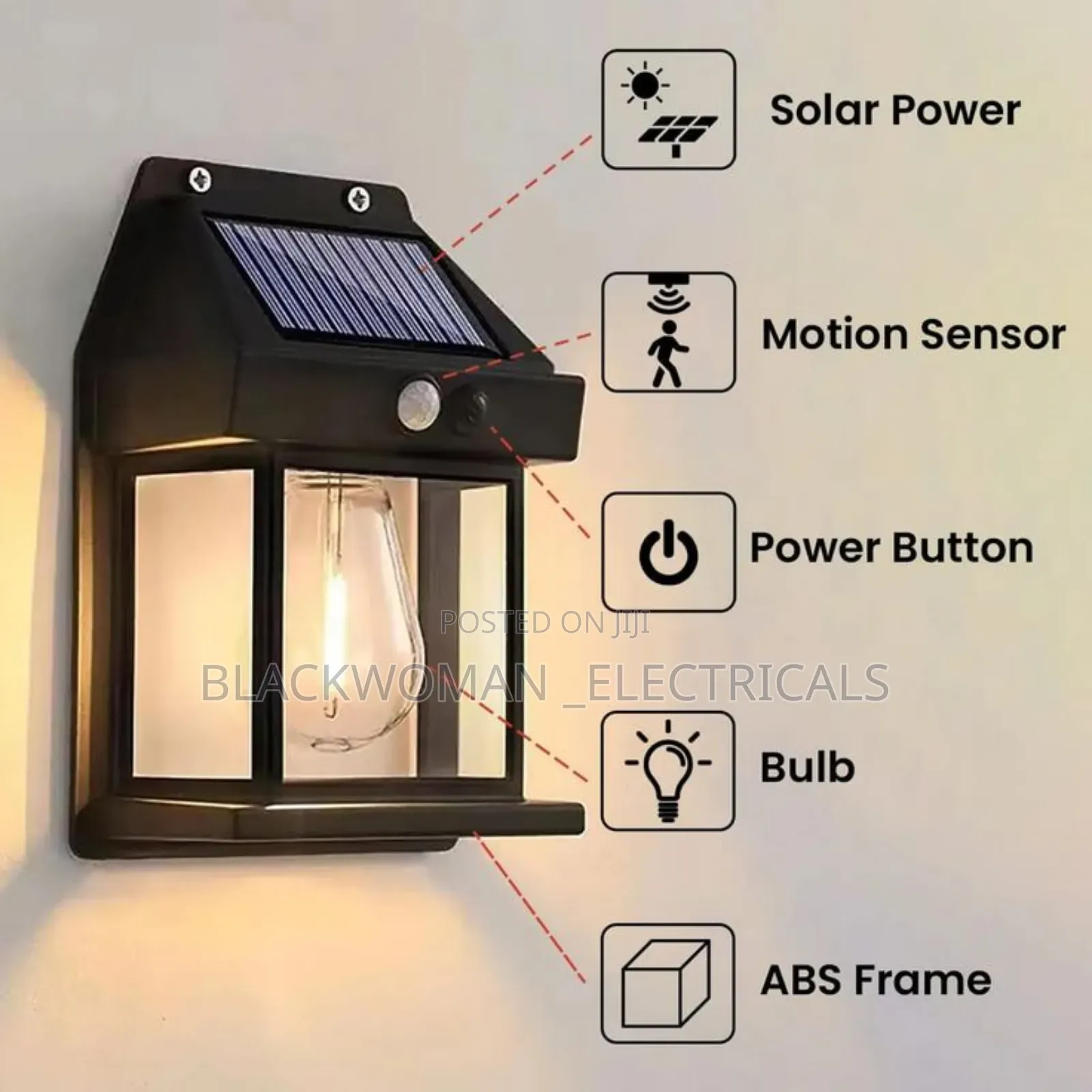Solar Outdoor Light With Bulb, Warm Color