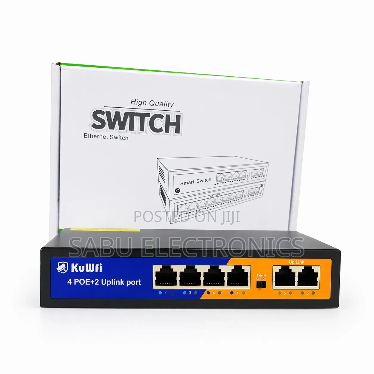 Kuwfi 6-Port Poe Switch (4 Poe + 2 Uplink) – 60w Built-in Power Supply
