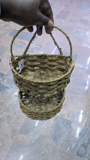 2 -Tier Braided Seagrass Wall Shelves/Hanging Basket