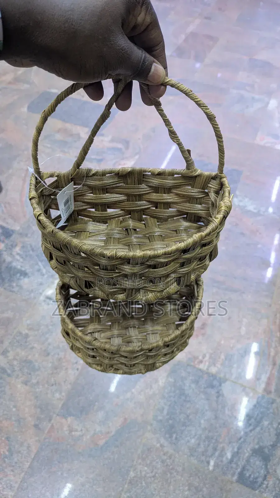 2 -Tier Braided Seagrass Wall Shelves/Hanging Basket