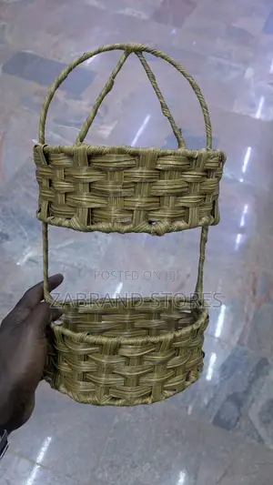 2 -Tier Braided Seagrass Wall Shelves/Hanging Basket