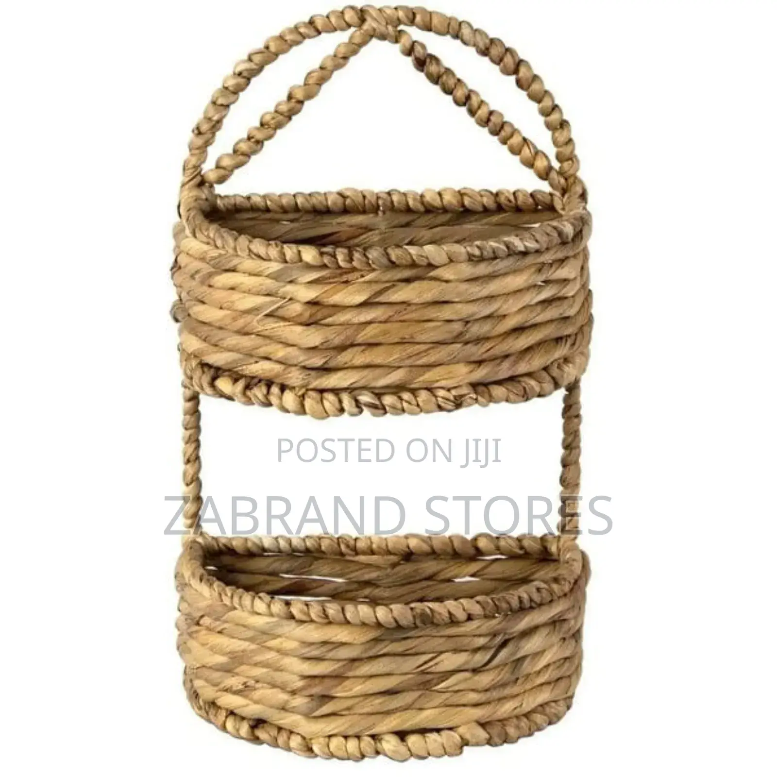 2 -Tier Braided Seagrass Wall Shelves/Hanging Basket