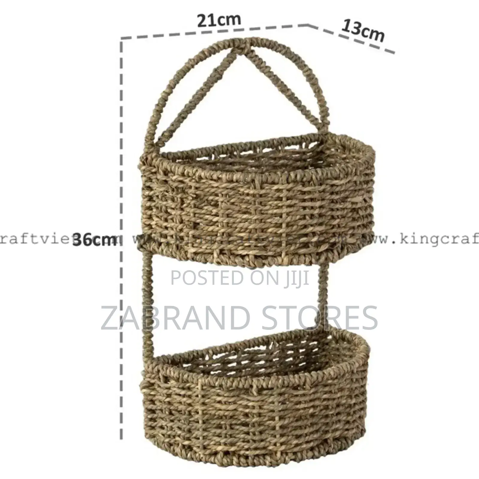 2 -Tier Braided Seagrass Wall Shelves/Hanging Basket