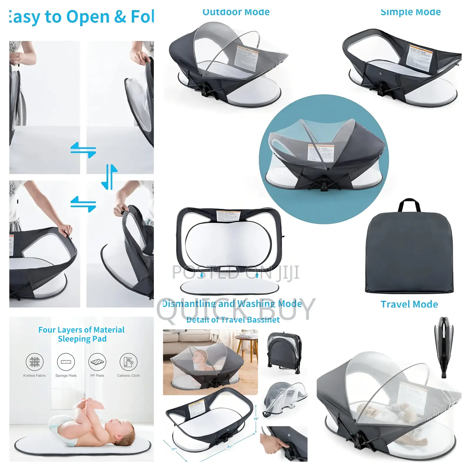Portable, Foldable Baby Travel Bassinet or Crib
