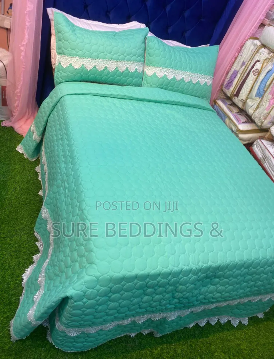 7*7 Green Cotton Bedspread