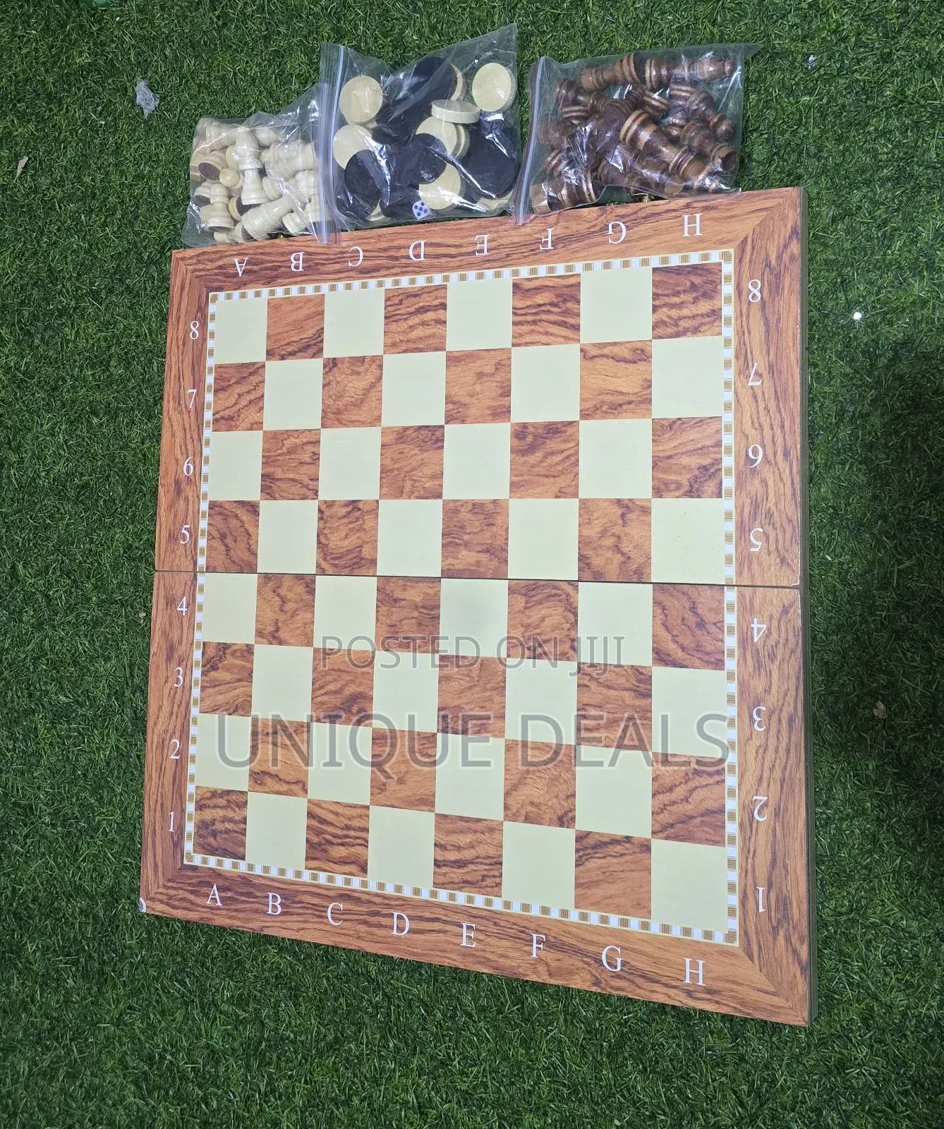 45x45cm Foldable Wooden 2in1 Chess Draft Board