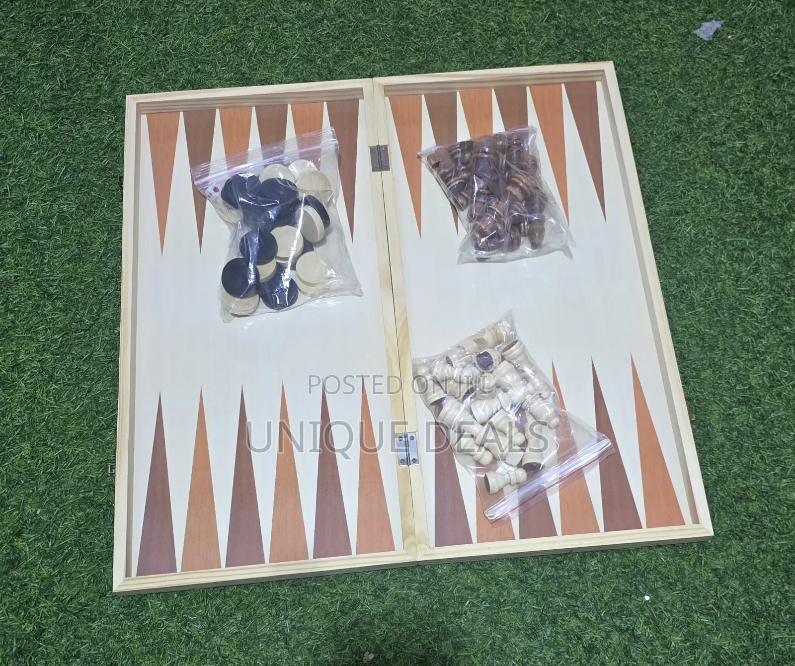 45x45cm Foldable Wooden 2in1 Chess Draft Board