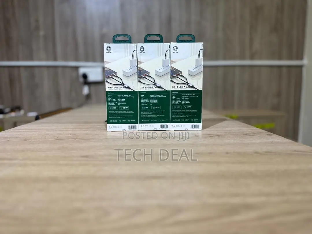 Green Lion 3 in 1 Usb-a Cable 1m Usb-C/Lightning 27w