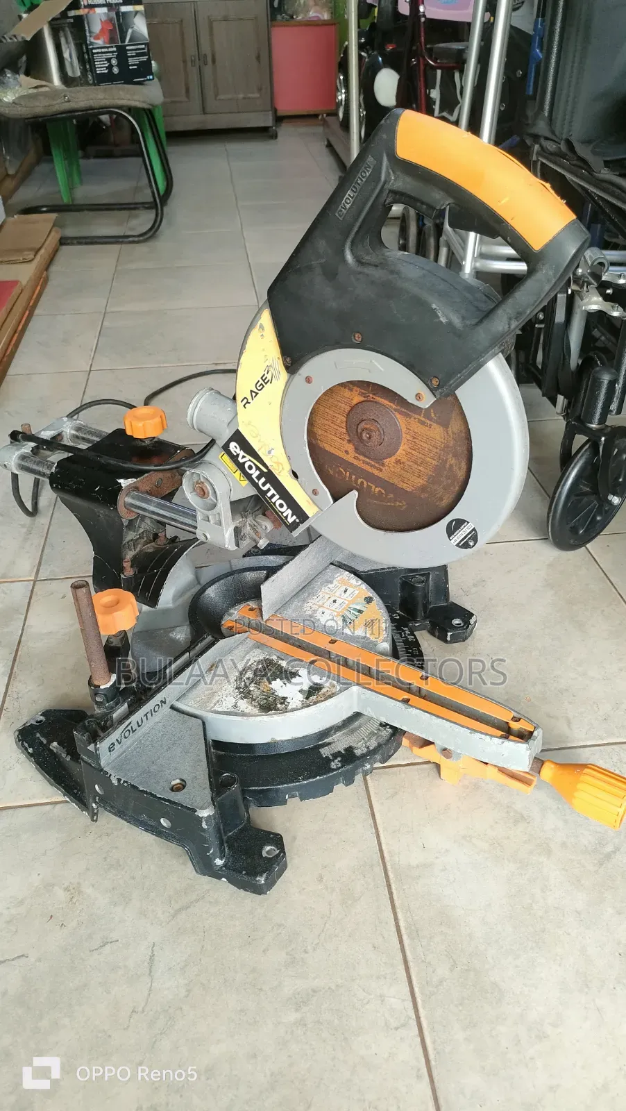 Uk Used Evolution Rage3 Sliding Compound Mitre Saw, Laser Guided.
