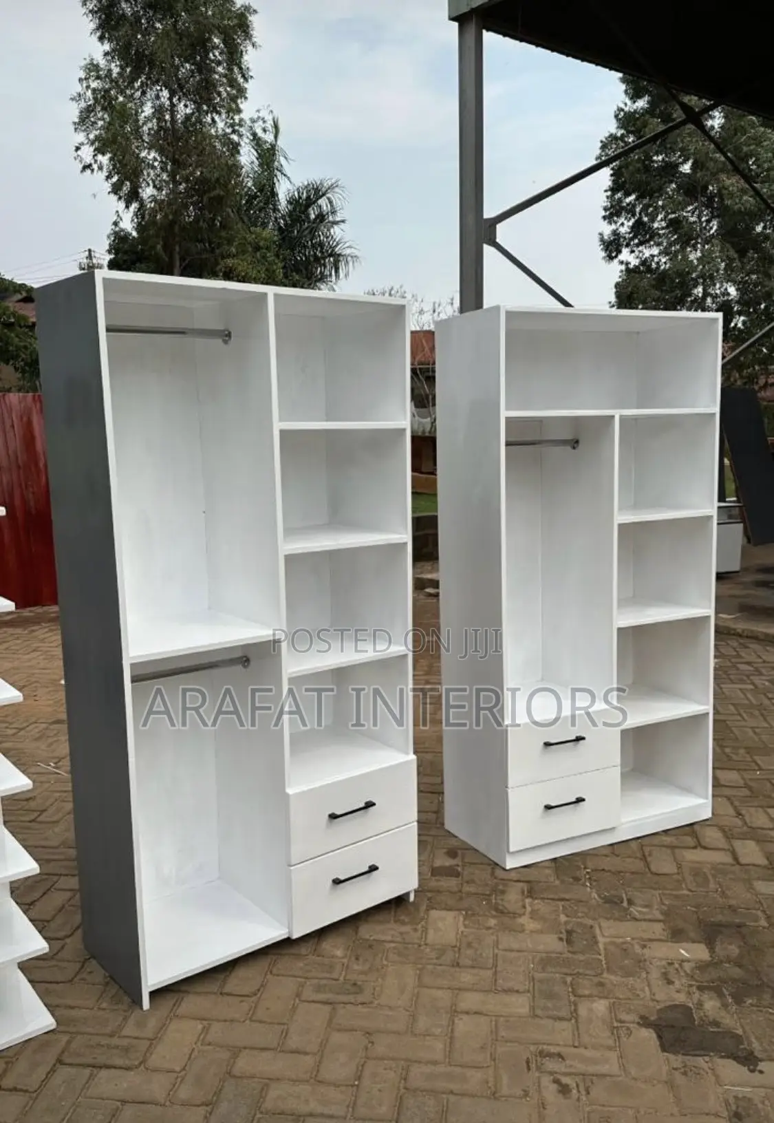 Elegant White Modular Wardrobe Duo