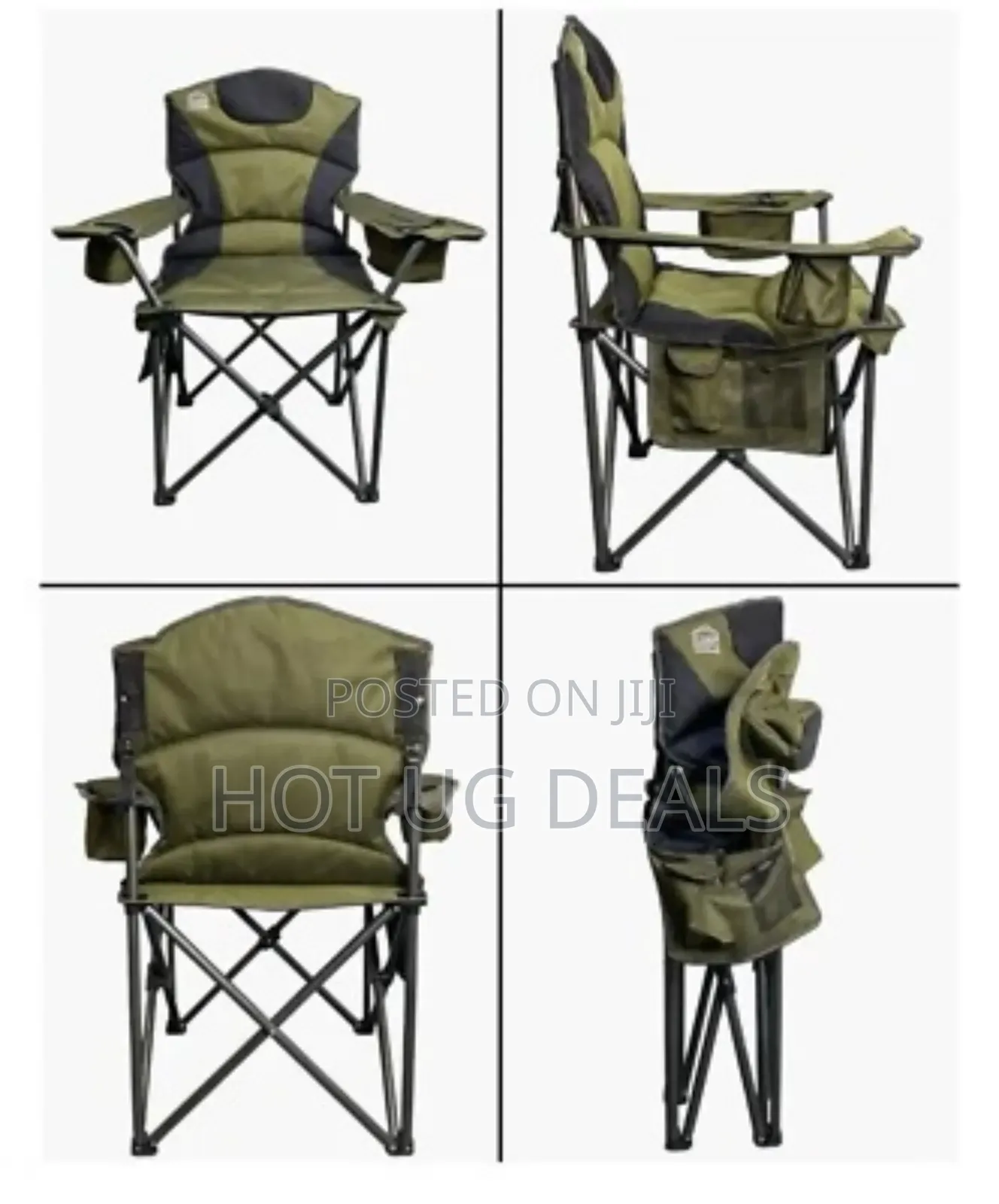 Folding Camping Chair With Integrated Cooler and Cup Holder