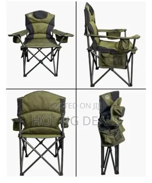 Folding Camping Chair With Integrated Cooler and Cup Holder