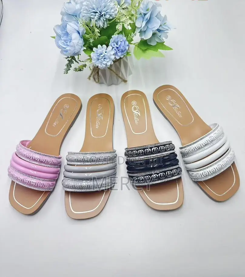 New Ladies Flat Slides | Braided Multi-Strap | 8 Colors Available