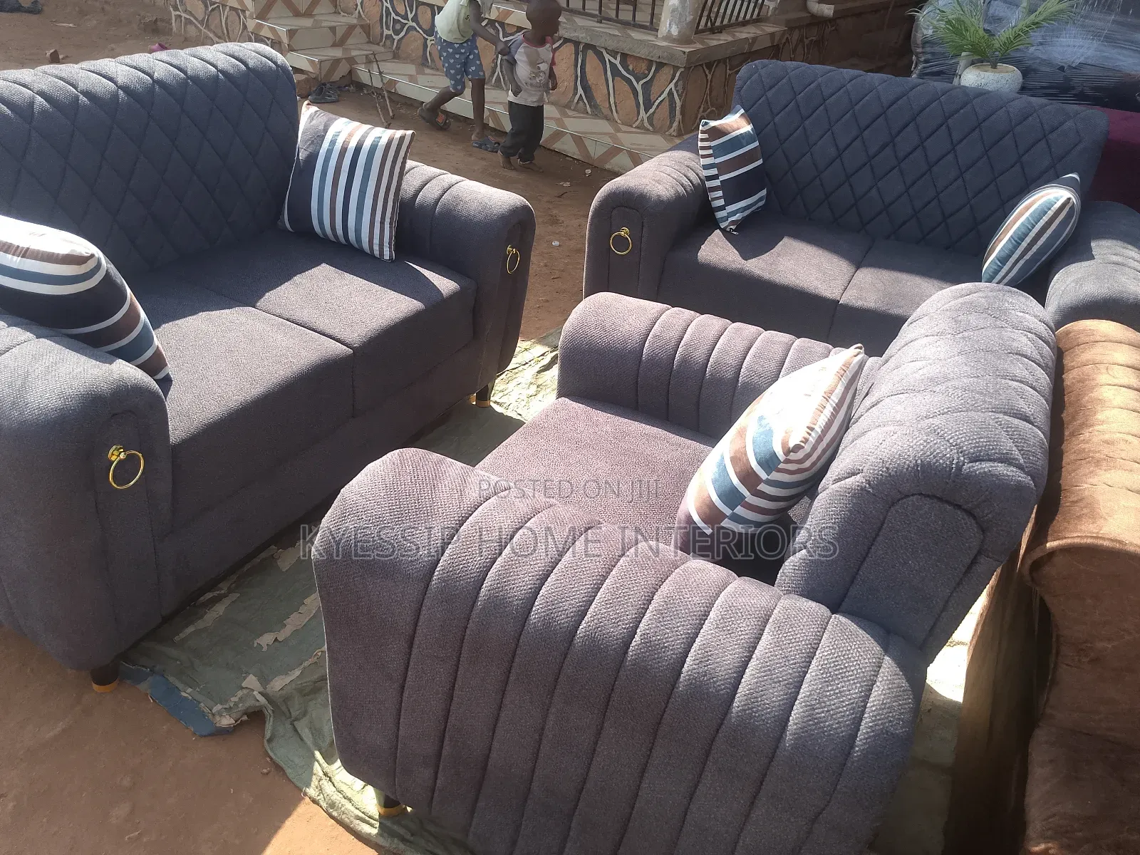 Latest 5 Seater Sofa Set, Dark Grey
