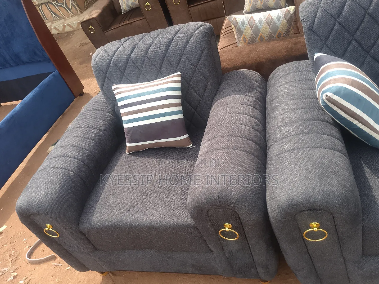 Latest 5 Seater Sofa Set, Dark Grey