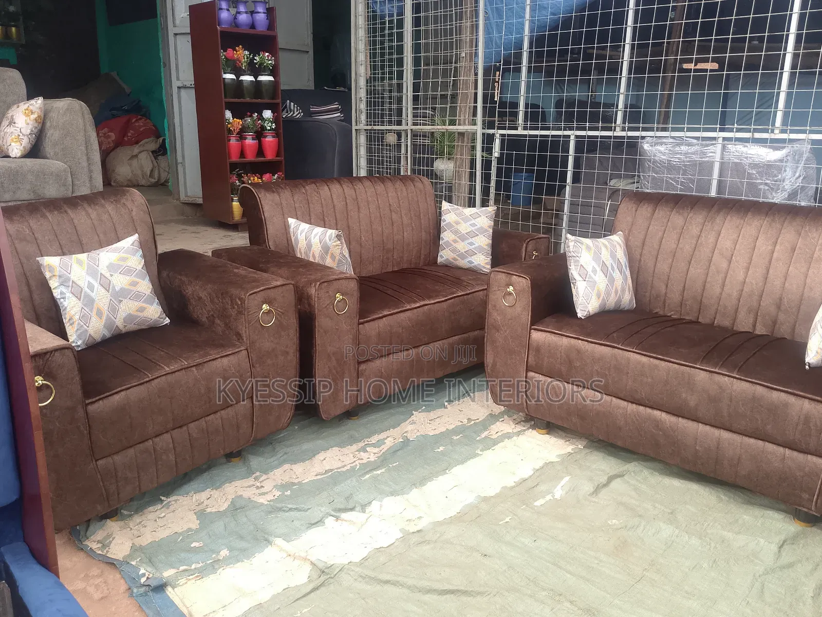 Luxurious 5 Seater Sofa Set,Velvet Brown