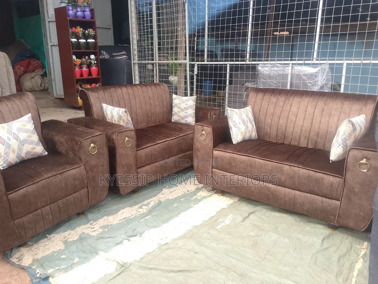 Luxurious 5 Seater Sofa Set,Velvet Brown