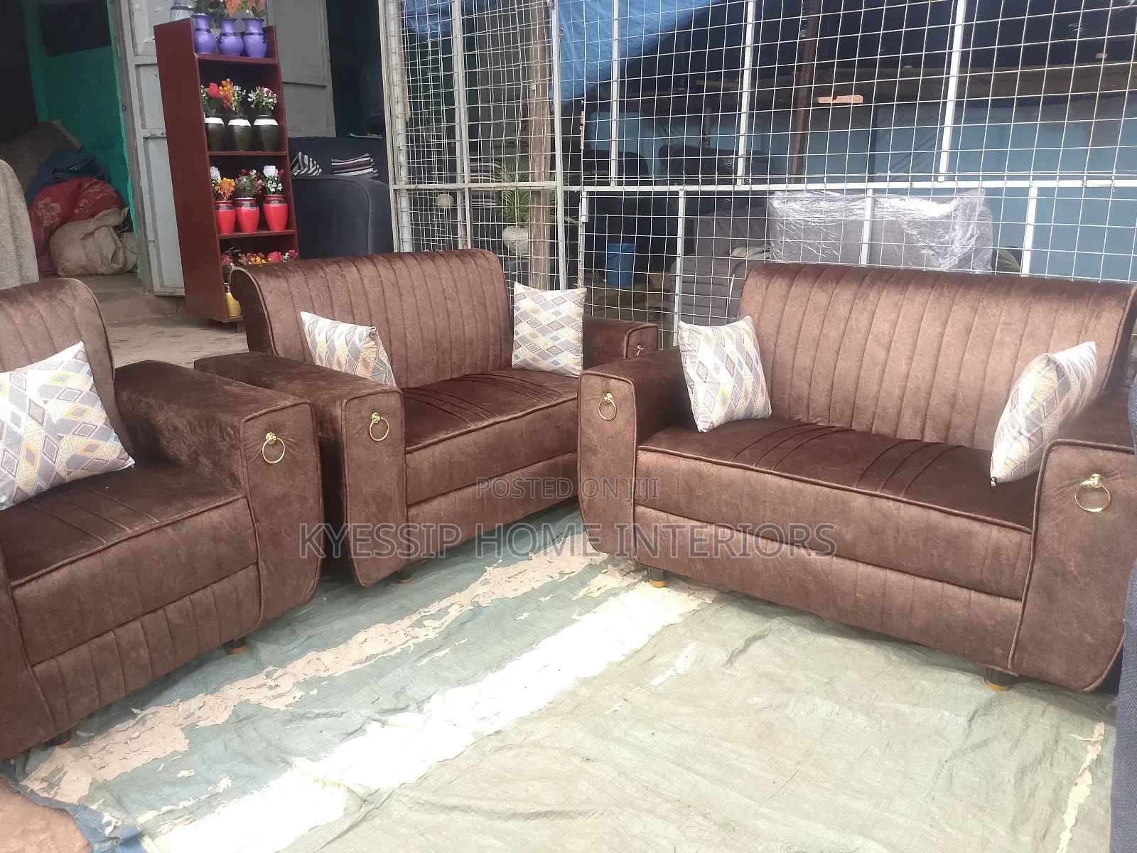 Luxurious 5 Seater Sofa Set,Velvet Brown