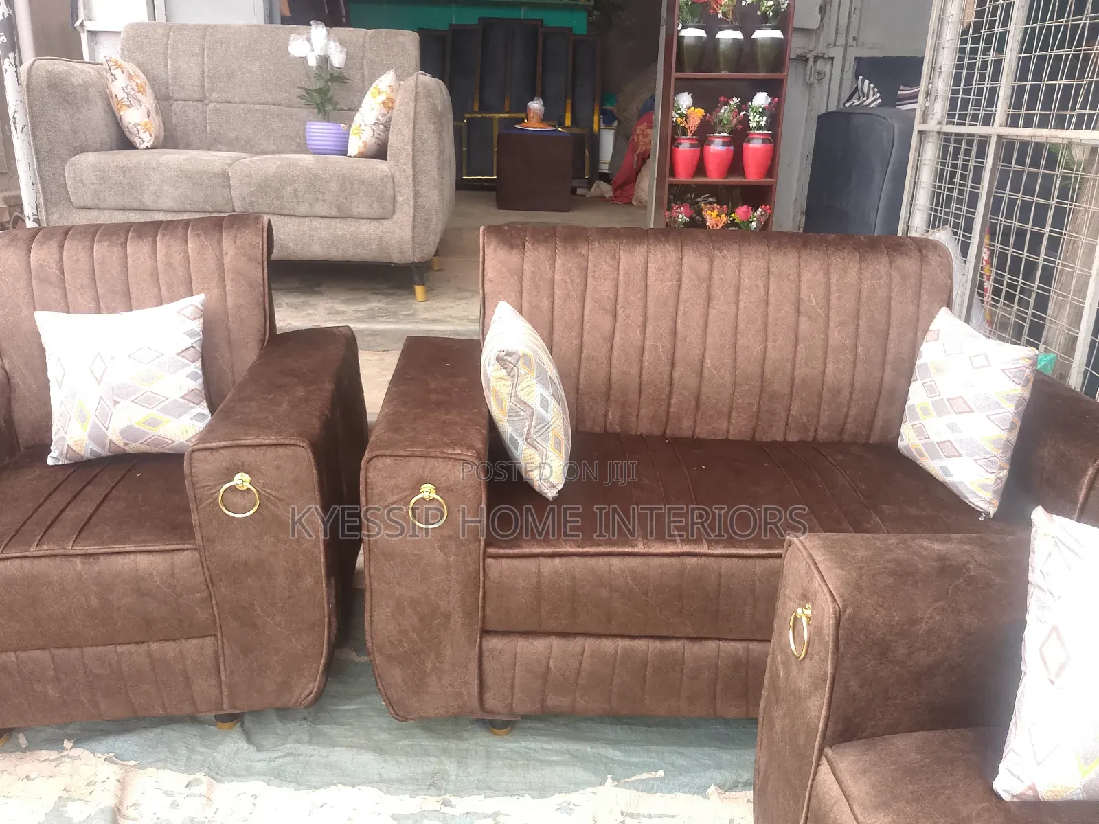 Luxurious 5 Seater Sofa Set,Velvet Brown