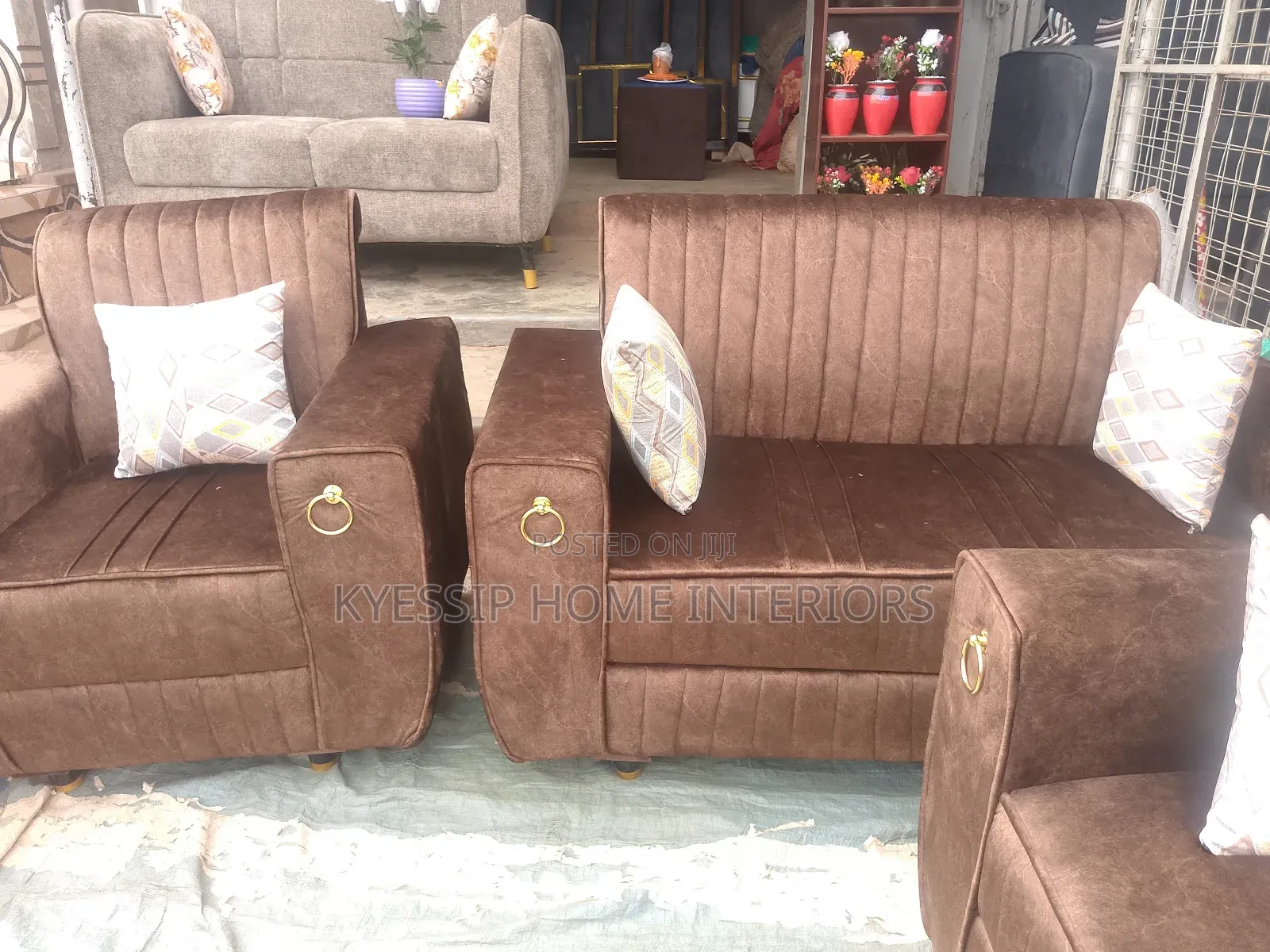Luxurious 5 Seater Sofa Set,Velvet Brown