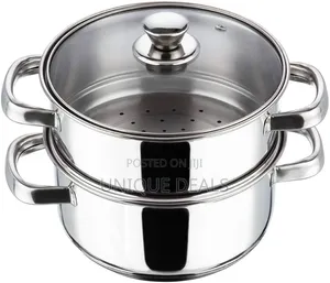 Stainless Steel 2 Tier Steamer With Glass Lid 24 Cm