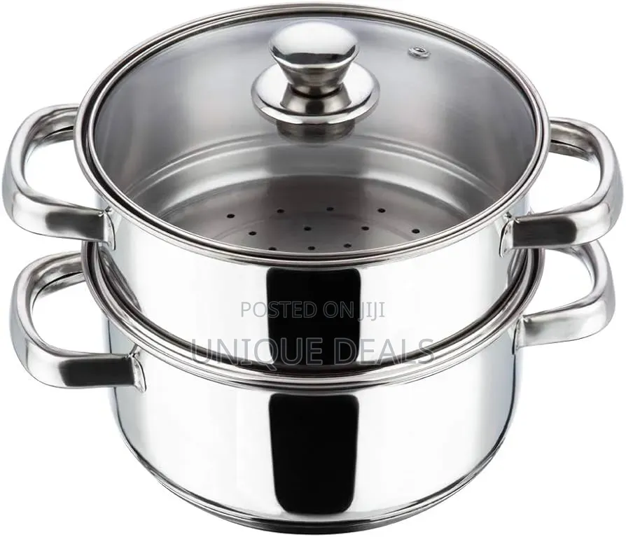 Stainless Steel 2 Tier Steamer With Glass Lid 24 Cm