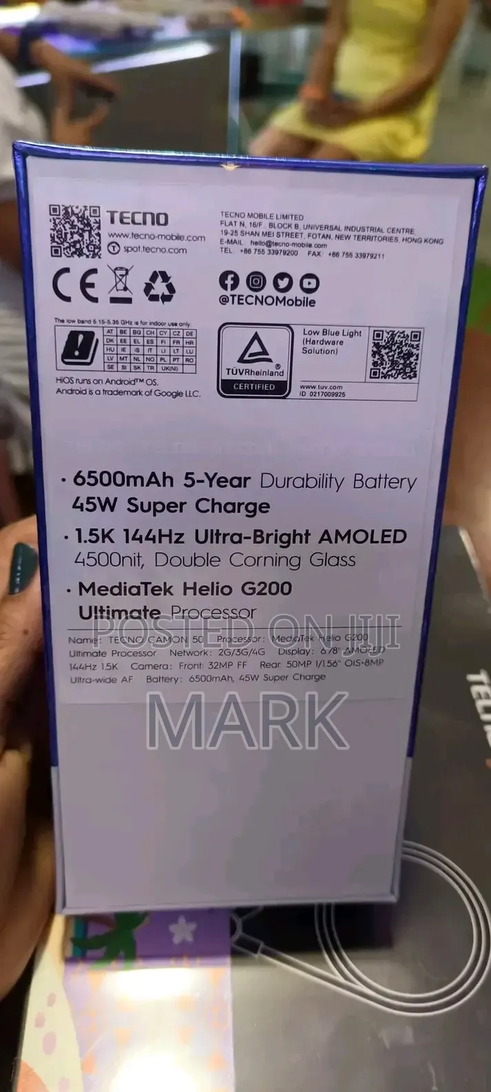 New Tecno Camon 50 256 GB Black