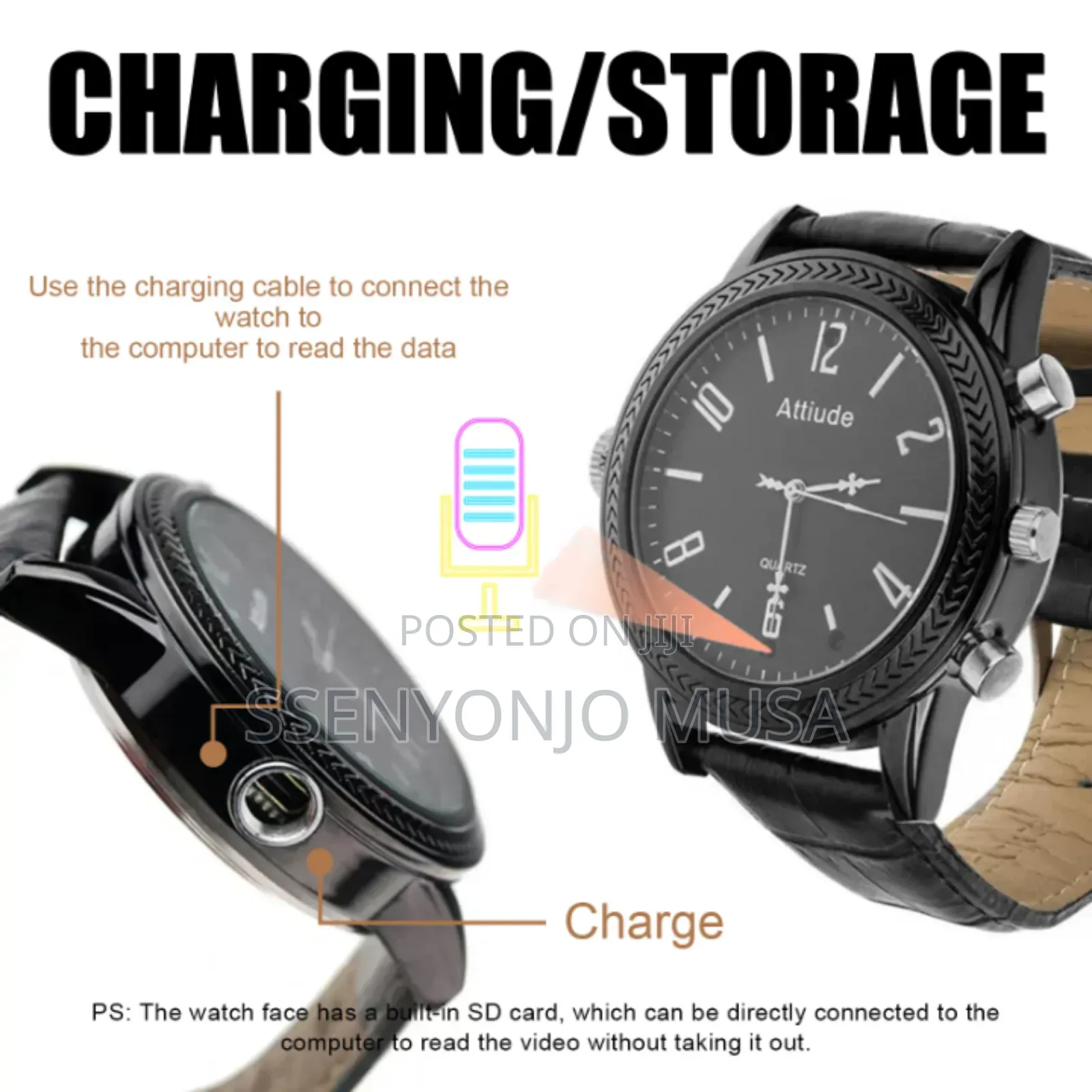 Spy Hand Watch Camera Hd 1080p –32gb Built-in Memory, Usb Rechargeable