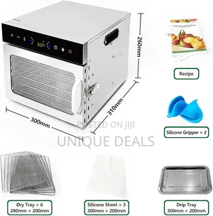 Stainless Steel Food Dehydrator, Oiyocemo 6 Tray Fruit Dryer Machine
