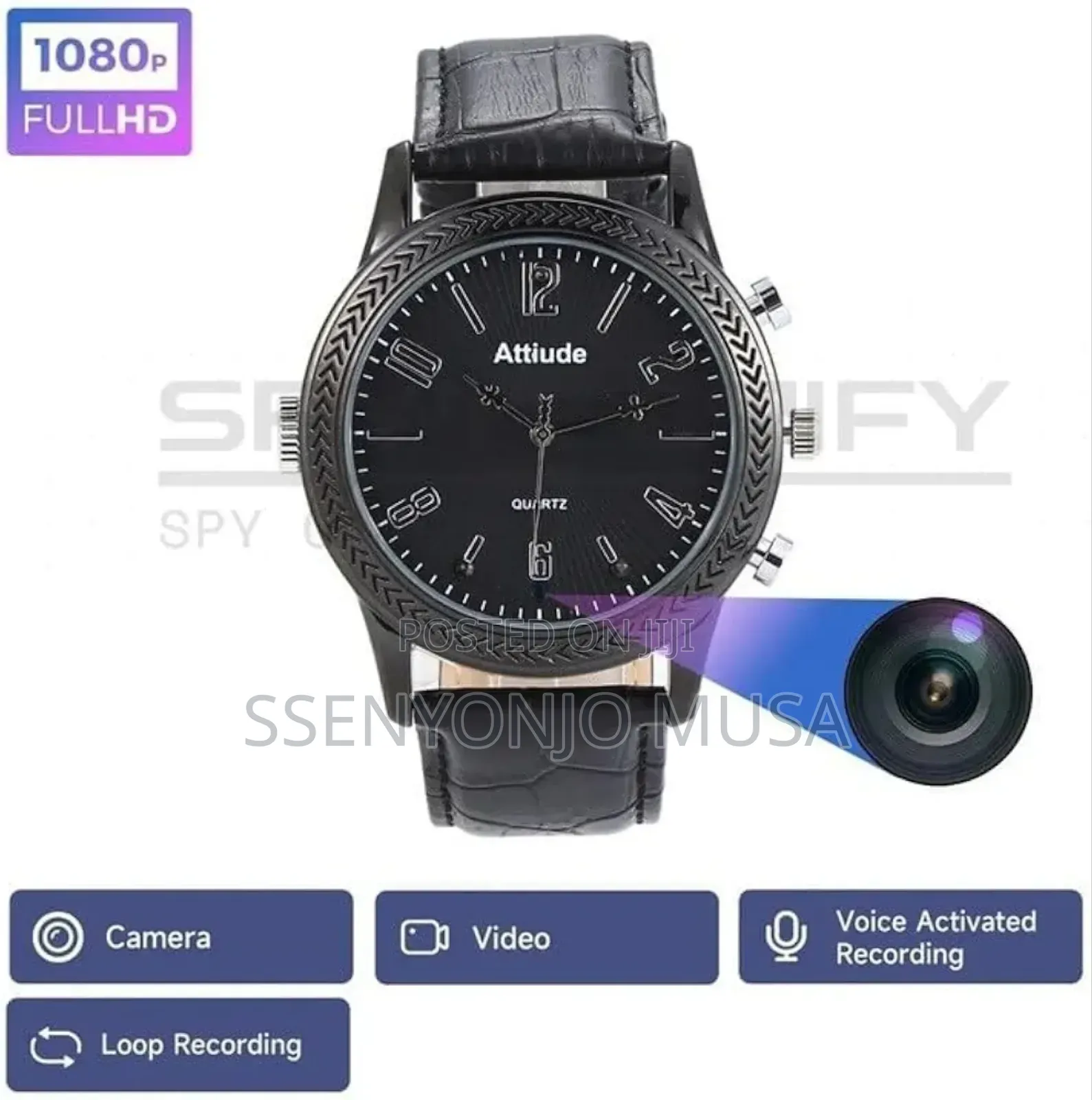 Spy Hand Watch Camera Hd 1080p –32gb Built-in Memory, Usb Rechargeable