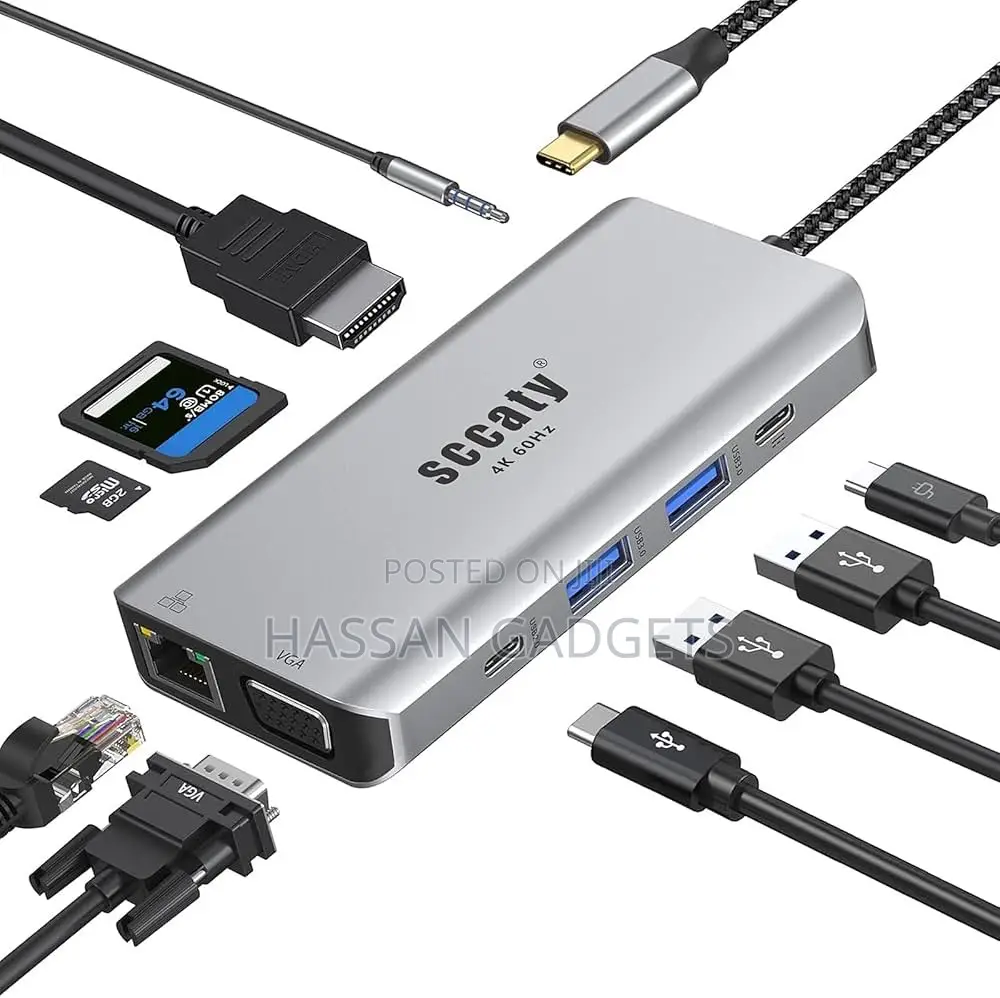Usb C Hub 13 In1 With at 60hz Hdmi Port, 1000mbps Ethernet 100w