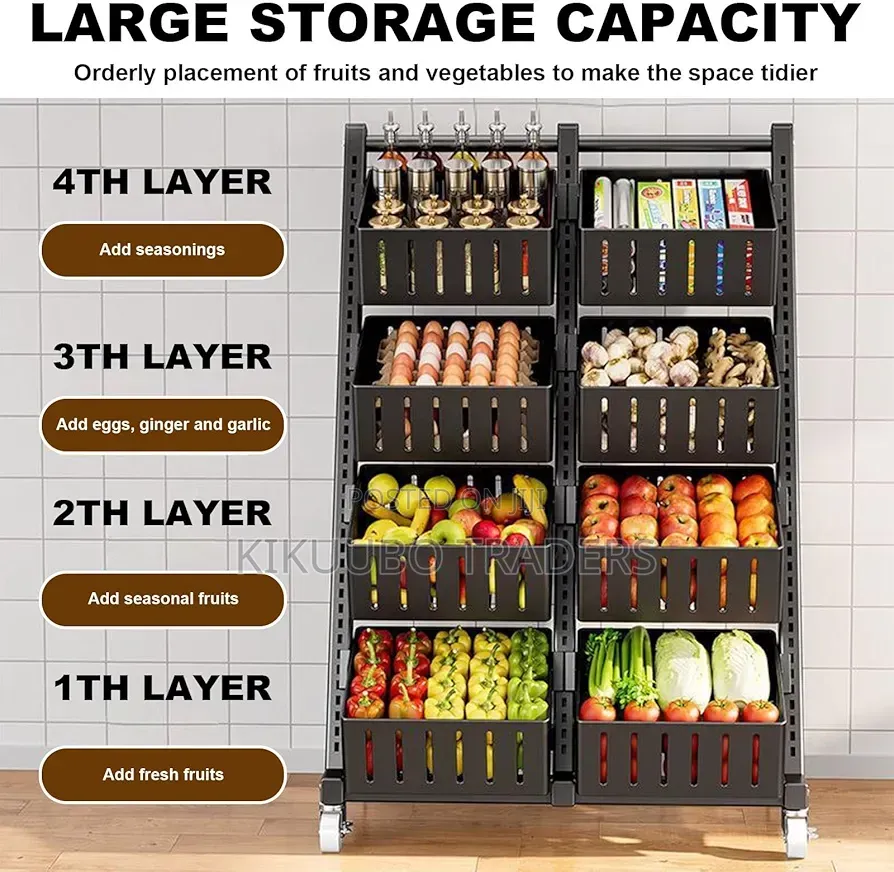 Kitchen Snack Cart With Wheels, Kitchen Storage Basket
