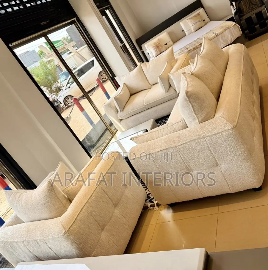 Luxury Beige Tufted Living Room Set