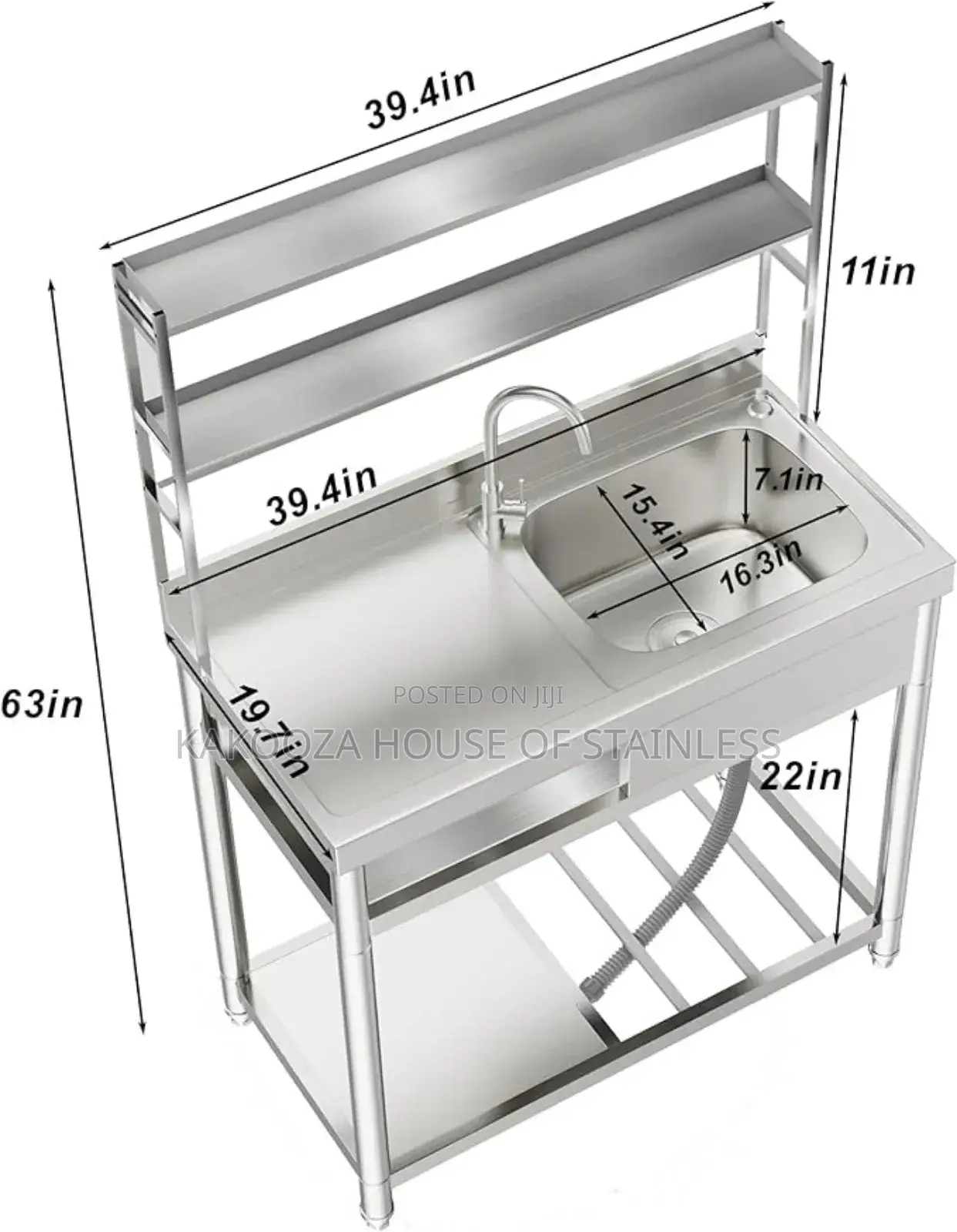 Commercial Stainless Sink With Shelves
