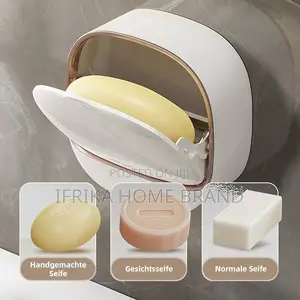 Wall Mounted Soap Box, Flip Lid Soap Dish With Drip Tray, No Drilling