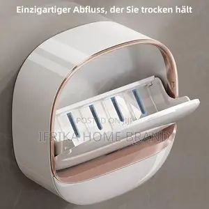 Wall Mounted Soap Box, Flip Lid Soap Dish With Drip Tray, No Drilling