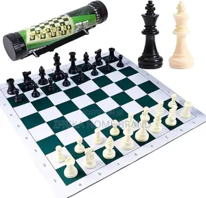 Portable Chess and Checkers Set, Roll-Up Staunton Chess Set