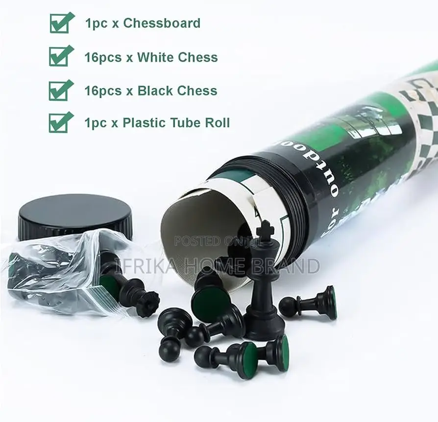 Portable Chess and Checkers Set, Roll-Up Staunton Chess Set