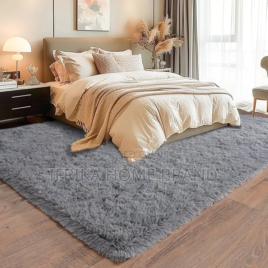 Super Fluffy Bedroom Rug, 4x6 Feet, Modern Long Pile Area Rugs