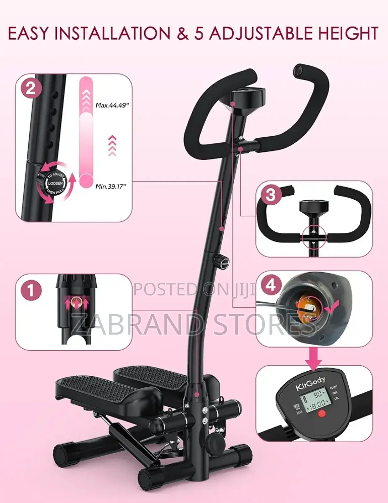 Adjustable Mini Stepper Exercise Machine With Handles