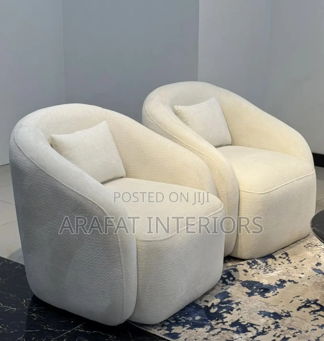 Pair of Premium Cream Boucle Tub Chairs