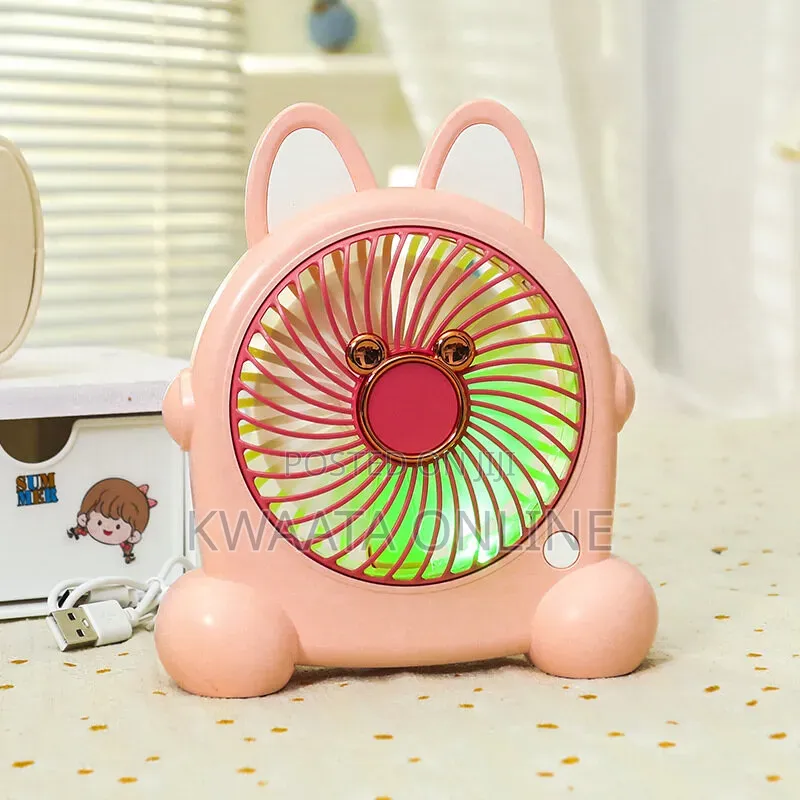 Usb Small Portable Table Fan Cute Cat Ear Abs Two Levels