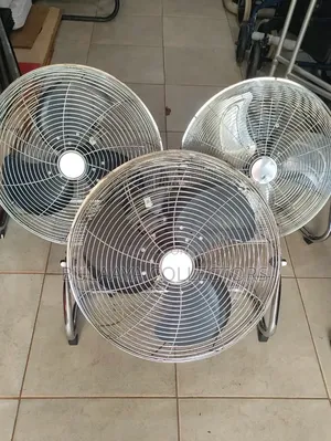Uk Used Industrial-Style High-Velocity Stainless Steel Floor Fans.